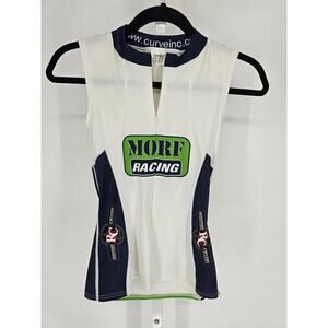 Morf Racing Womens Sz S Sleeveless Cycling Jersey 3/4 Zip White Green
